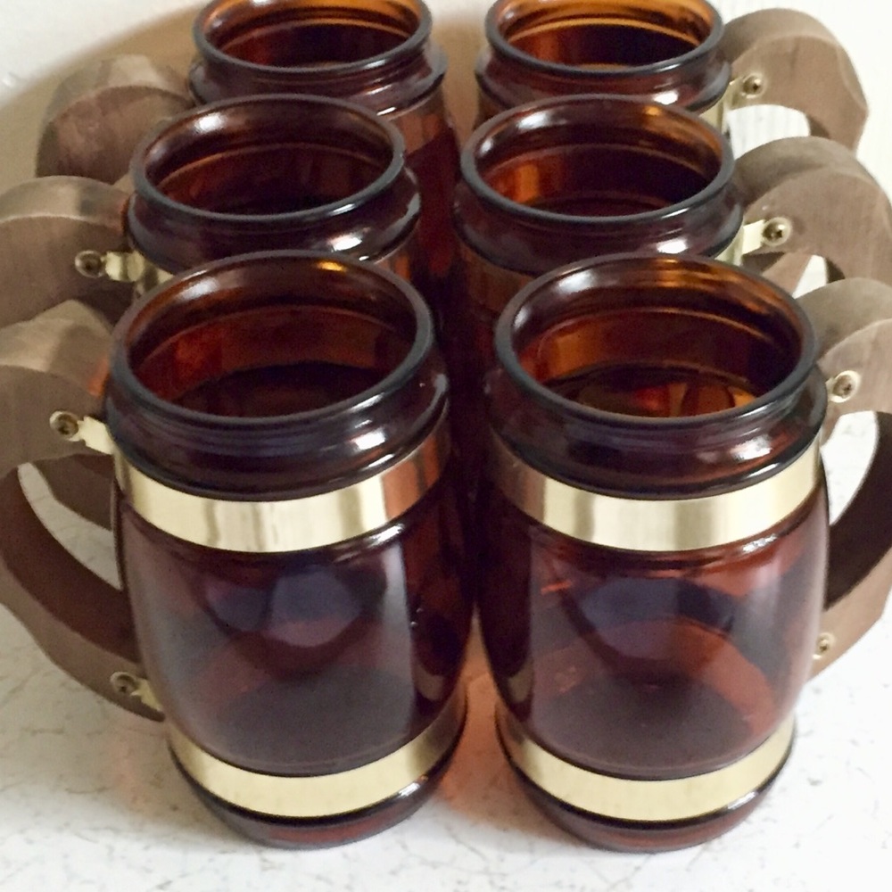 Amber Brown Mid Century Siesta Ware Beer Mugs 6